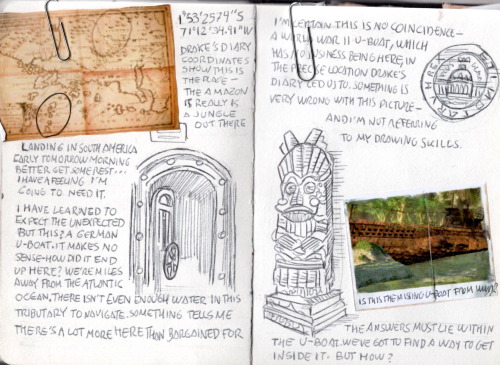 Uncharted I: Nathan Drake’s journal extra pages. Elena’s journal was published as promo material bac