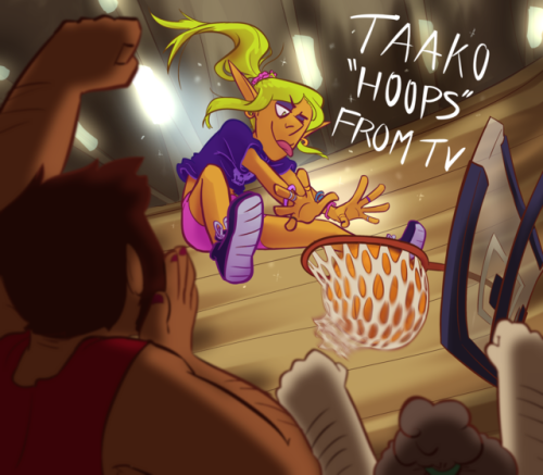 doing-that:COME ON AND SLAM[image description: a drawing of Taako, looking up at him as he slam-dunk