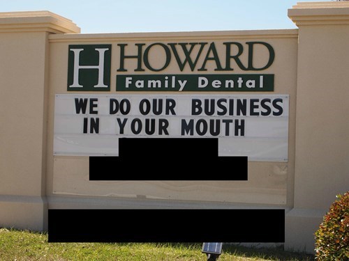 Oh myyy. This sign goes a bit tooth far.
Source: George Takei