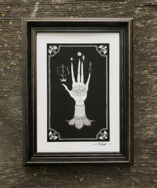 I have several framed (and non framed) Giclee Prints of my Hand of Alchemy design currently availabl