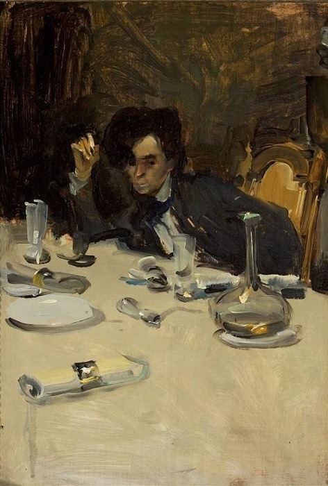 Konrad Krzyżanowski Painter Roman Laskowski at the table, sketch