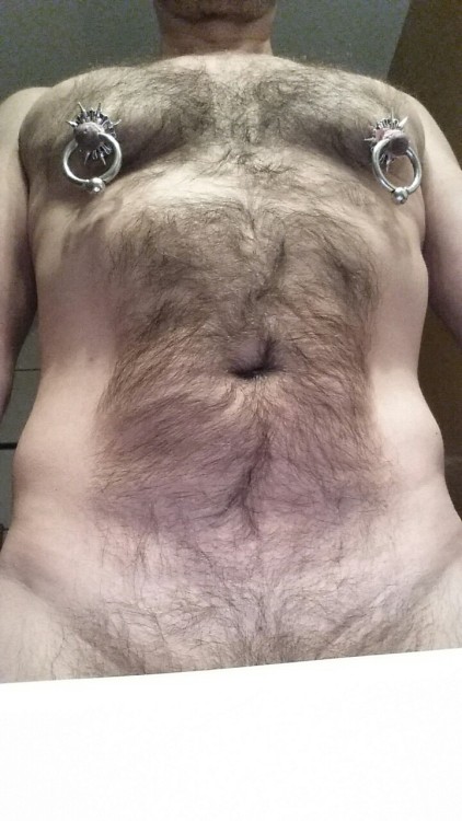 Love his hairy body and awesome pierced nips - WOOF