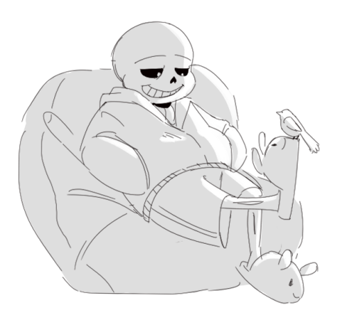 rosuroid:  just a an itty bitty doodle of sans and a birb
