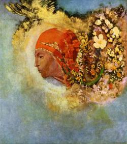 artist-redon: Head with Flowers, Odilon Redon