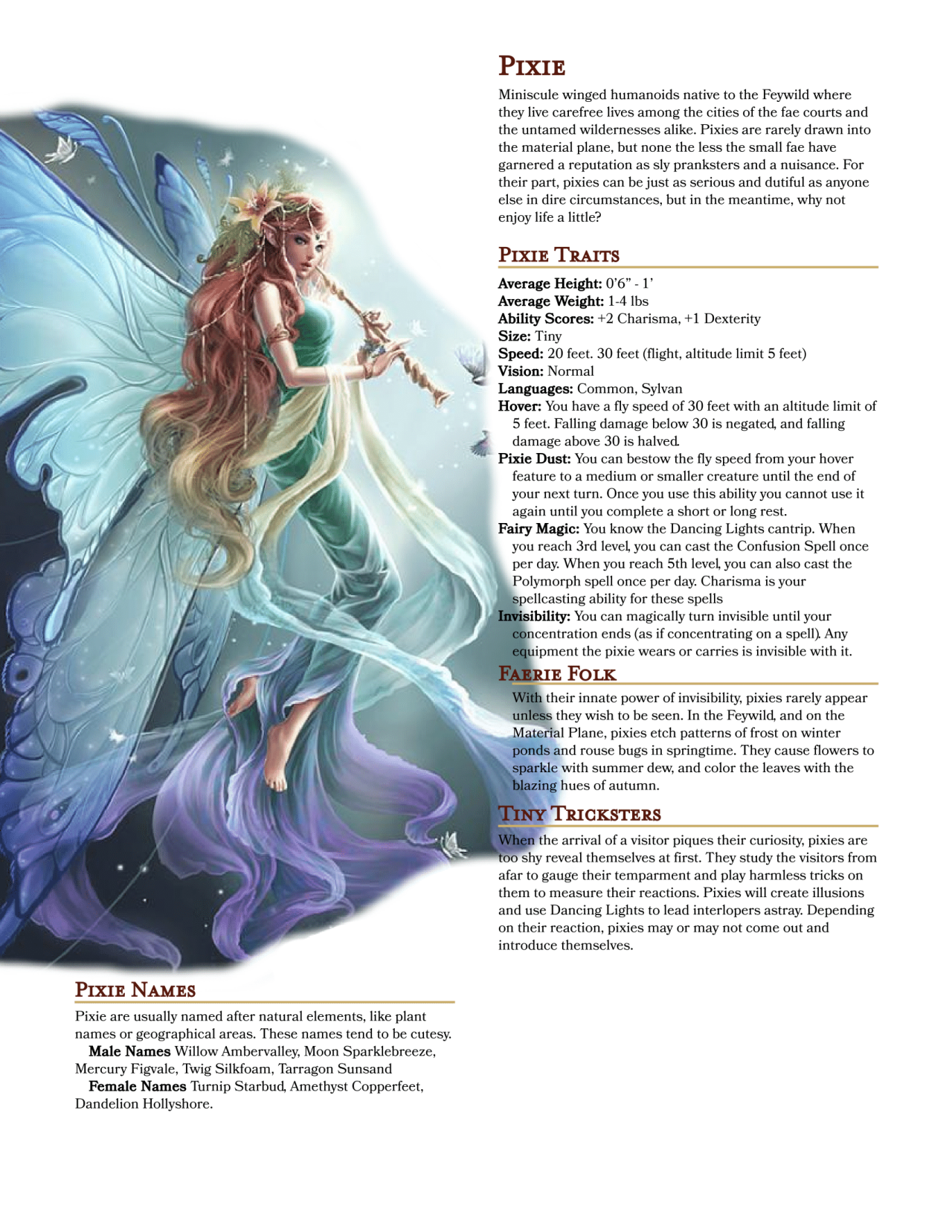 d&d 5e fairy race