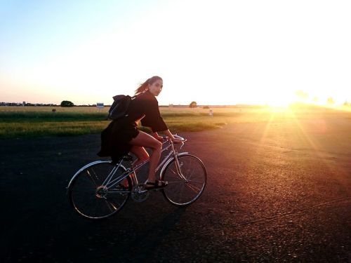 severin-matusek: Girl, Bike, Summer, Field, Sunset, TwentySomething, Leisure at Tempelhofer Feld by 