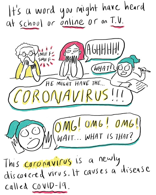 npr: Kids, parents, this comic is for you. It’s based on a radio story that NPR education reporter Cory Turner did. He asked some experts what kids might want to know about the new coronavirus discovered in China. To make this comic, we’ve used his