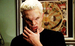 spikebuffy:  I’m looking for this guy. Bleach blonde hair, leather jacket, British accent. Kinda sallow, but in a hot way? 