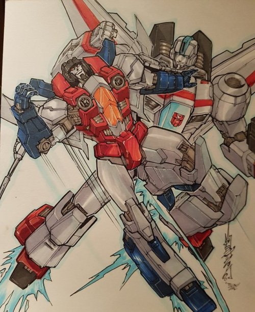 tarfire:  Starscream/Jetfire commission. There are so happy :) #transformers #TFcon#commissions #starscream #jetfire pic.twitter.com/pBchrpfD84 — Alex Milne (@markerguru) July 18, 2016 via twitter  @markerguru001 on tumblr 
