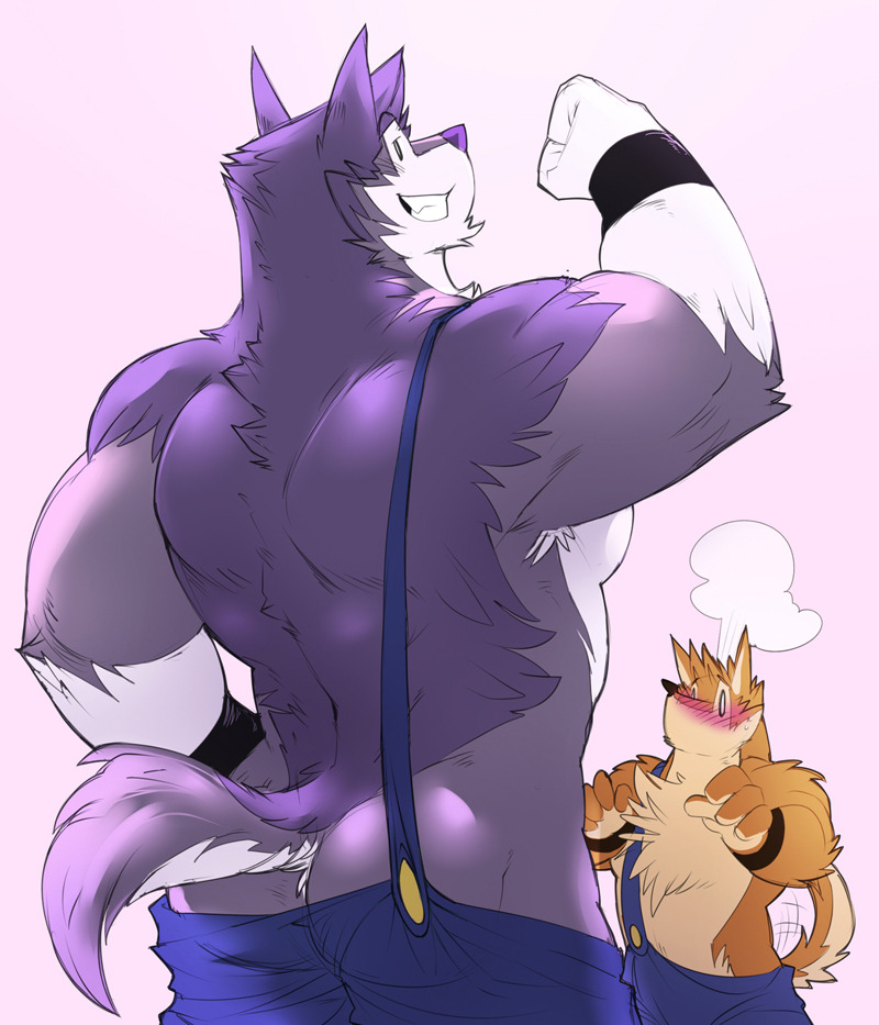 gengacanvas:  Caleb trying out Wuffle’s outfit. I can’t stop! &gt;///w///&gt;
