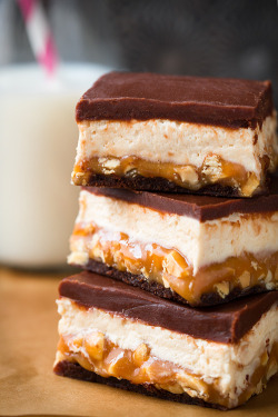 sweetoothgirl:  Snickers Brownies 