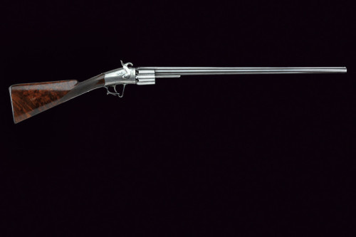An interesting 16mm (.63 caliber) percussion revolving rifle, France, mid 19th century.
