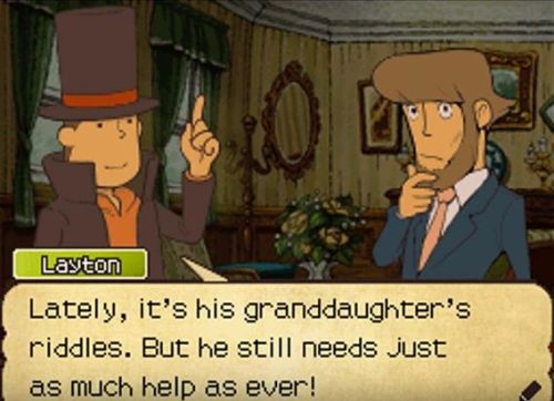 Layton, didn´t Delmona asked you not to talk about his fake hair? (on Unwound Future, when he discov