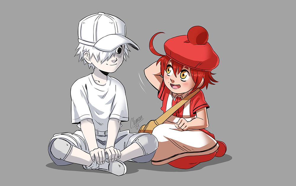 I'm excited for season 2 and Code Black, so I drew AE3803. (Cells at Work!)  : r/anime