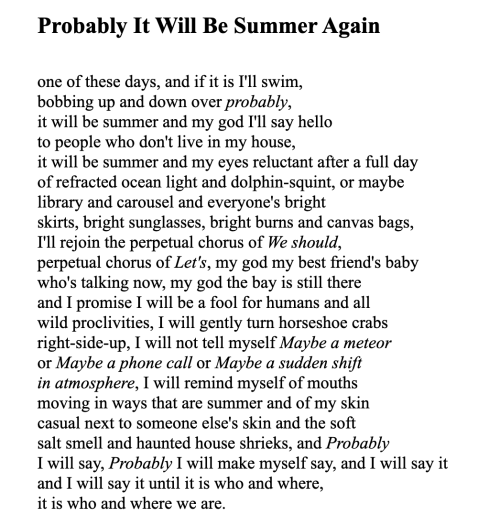 Probably It Will Be Summer Again By Catherine Pierce