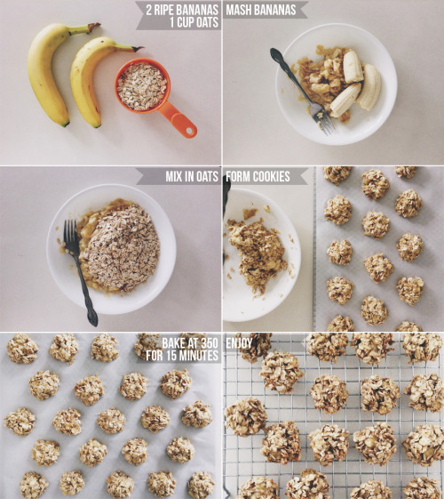 ahealthyveg:  Today I had cookies for breakfast. (What?! I thought you were trying to be healthy?) Well, I am and these are! They’re “cookies” made from just bananas and oats - so simple! No sugar, no flour, no eggs… thank you to The Burlap Bag