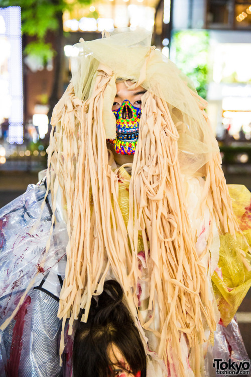 Japanese students Kanji and Sakuran on the street in Harajuku wearing avant-garde looks with mostly 
