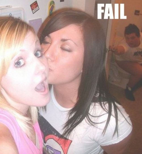 Funny fail during hot girls kissing selfshot