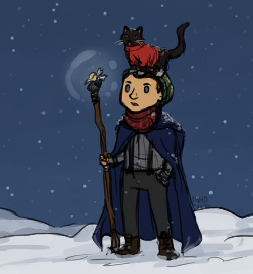 leechbrain:it’s @cleromancys day of being born, and here he is, a snowy wintery wizard w his adventu