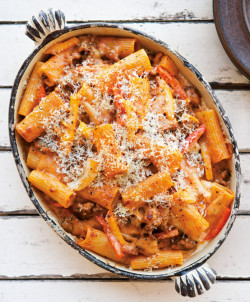 69honeybeez1:  Baked Rigatoni with Fennel, Sausage and Pepperonata.