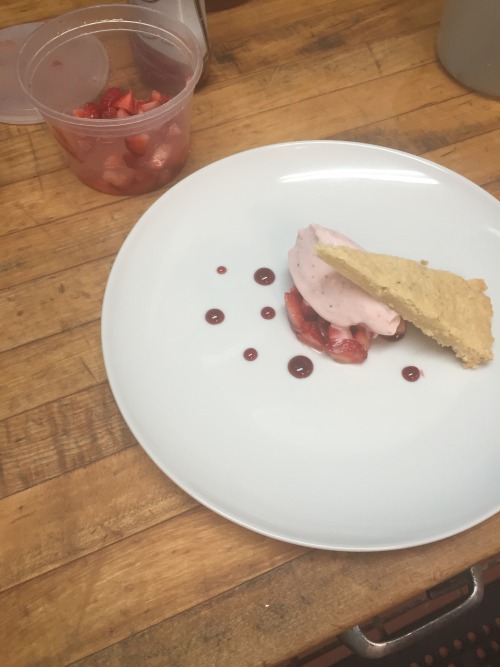 Dessert I created for the special menu at work. Strawberry gelato, Grand Marnier macerated strawberr