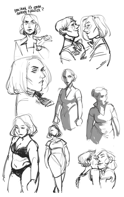 all the tris + jeanine sketches i did while my ethernet was down