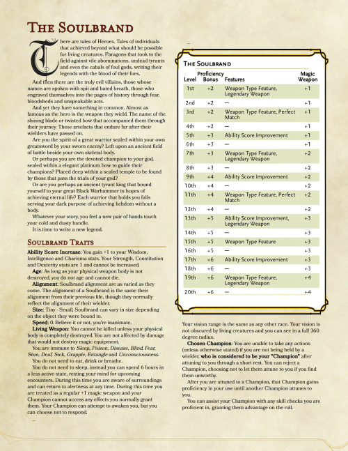 dnd-5e-homebrew: Soulbrand Race/Class by Ge4rShift