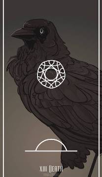 Death card in Birds Tarot by Fiona Marchbank