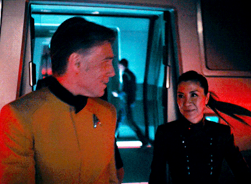 ansonmountdaily:Captain Christopher Pike + smiling (Requested by anonymous)