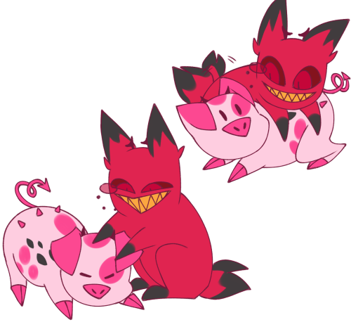 Imagine Cursed Cat Alastor Interacting With Fat Nuggets