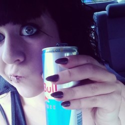 hexhypoxia:  Three down. Almost to first shoot of the day..I’M SO AWAKE!! #redbull #touringmodel #adultlife