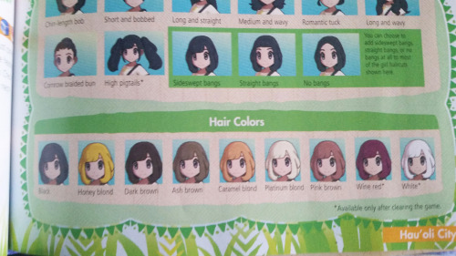 pokemonpalooza:ALL THE HAIR COLOURS/STYLES AND CLOTHING OPTIONS IN POKEMON SUN/MOONMy Pokemon Sun/Mo