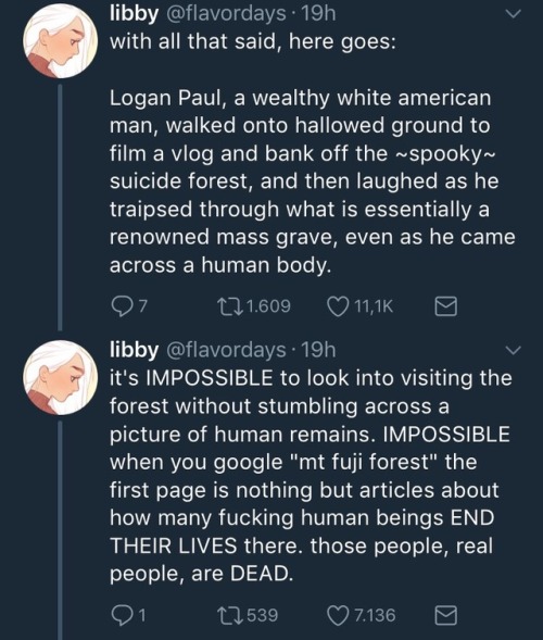 it-started-over-drarry: Here’s a thread with information about Aokigahara (The Suicide Forest in Japan) by the lovely user flavordays on Twitter. If you needed proof of how much of a scumbag Logan Paul is, here it is.