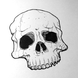 thisnorthernboy:  Inktober #2 The Toothless Skull. Drawn in a Baron Fig notebook, with a Kuretake G-Nib pen and Rotring Art Pen.