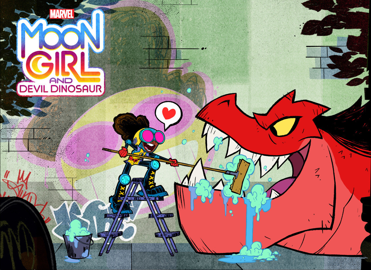 Disney Channel Reveals the Cast of Marvel’s Moon Girl and Devil DinosaurToday we’ve learned a bit more about the unique pair of heroes at the center of the highly anticipated animated series Marvel’s Moon Girl and Devil Dinosaur. Our friends at Disney Channel have shared a first look at new concept art and a logo for Marvel’s Moon Girl and Devil Dinosaur and they’ve revealed the series’ talented voice cast.  Actress and singer Diamond White, whose credits include The Bold and the Beautiful and Disney’s The Lion Guard, will star in Marvel’s Moon Girl and Devil Dinosaur as the brilliant Lunella Lafayette (aka Moon Girl), Fred Tatasciore (Kid Cosmic) as the one-and-only Devil Dinosaur  . She’ll be joined by Alfre Woodard (Marvel’s Luke Cage) as Lunella’s grandmother, Mimi; Libe Barer (Sneaky Pete) as Lunella’s best friend and manager, Casey; Sasheer Zamata (Saturday Night Live) as Lunella’s mom, Adria; Jermaine Fowler (Superior Donuts) as Lunella’s dad, James Jr. and Gary Anthony Williams (Disney Junior’s Doc McStuffins) as Lunella’s grandfather, Pops. In addition, Laurence Fishburne—who is also series executive producer—will voice the recurring role of The Beyonder, a curious and mischievous trickster.Marvel’s Moon Girl and Devil Dinosaur, which is based on Marvel’s hit comic books, is slated to premiere in 2022. The series follows the adventures of 13-year-old super-genius Lunella Lafayette and her 10-ton T-Rex, Devil Dinosaur. After Lunella accidentally brings Devil Dinosaur into present-day New York City via a time vortex, the duo works together to protect the city’s Lower East Side from danger.From Disney Television Animation, the series is executive produced by Fishburne and Helen Sugland’s Cinema Gypsy Productions (ABC’s black-ish and mixed-ish, Freeform’s grown-ish) and Emmy® Award winner Steve Loter (Disney’s Kim Possible). Emmy Award winner Rodney Clouden (Futurama) is supervising producer, Jeffrey M. Howard (Planes) and Emmy Award-winner Kate Kondell (The Pirate Fairy) are co-producers and story editors, and Pilar Flynn (Elena of Avalor) is producer. #Moon Girl And Devil Dinosaur  #Moon Girl & Devil Dinosaur #Disney Channel#Helen Sugland#Laurence Fishburne#Marvel