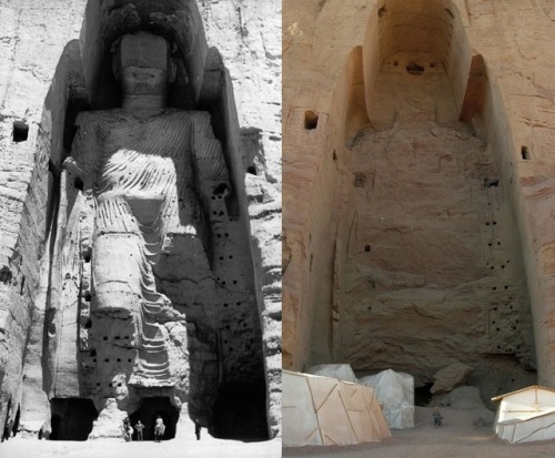 nemfrog:Bamiyan Buddha, before and after the Taliban implemented their revised Terms of Service. sou