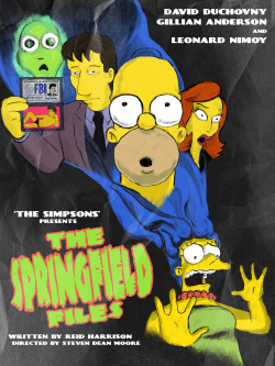 xfilesposterproject:  The Springfield Files - Episode ???. I realized last week that this X-Files/Simpson crossover aired the same night at El Mundo Gira - how could I not? 