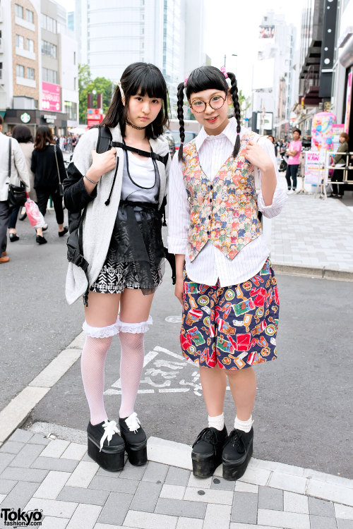 17-year-old Japanese high school student Nopi &amp; Pani on the street in Harajuku. Nopi is wear