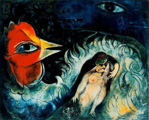 artist-chagall: The rooster in love, 1947, Marc ChagallMedium: oil,canvas