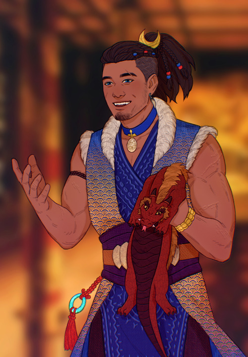 sword-over-water:  Fire Prince Sokka with Druk the Fire Noodle.The way he handles the baby dragon causes Zuko a great deal of anxiety.Commission for @klabautermanns​ and @voidcenturyscholar​ ! Thank you for your patience and for taking a chance with