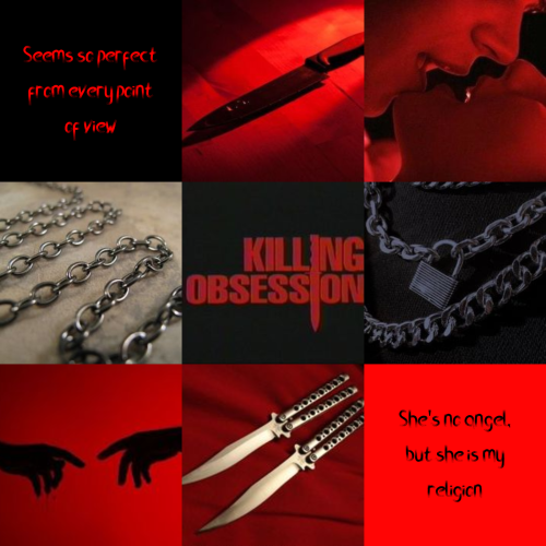 Kyoko Kirigiri Aesthetic BoardWith Themes of being in love with Junko Enoshima, Knives, Chains, Lyri