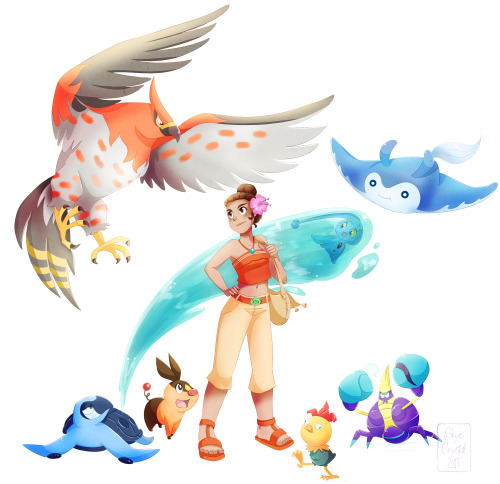 skyecrystal-art:Moana in the Pokémon World, in Alola of course, because, you know. I had to !
