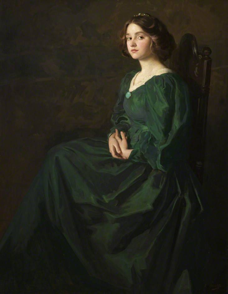 labellefilleart:  The Green Gown, Thomas Edwin Mostyn  