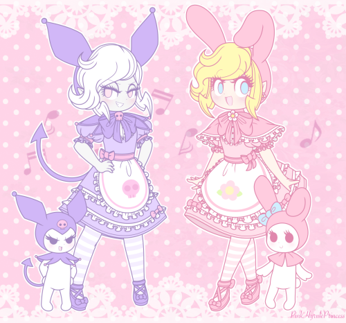 +.: Sanrio Princesses :.+ toon zelda and dark toon zelda as my melody and kuromi~ 