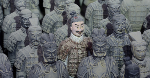 Terracotta warriors from the tomb of the first Emperor of China Qin Shi Huang (d. 210 B.C.)  in Xian