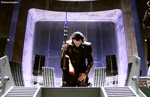 Tom Hiddleston as Loki on the set of The Avengers