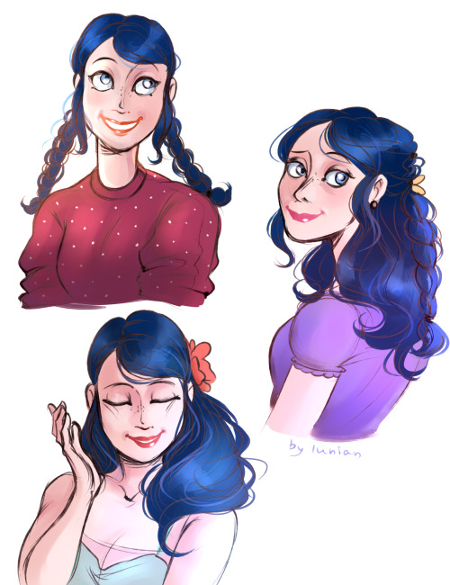 lunian:warm-up draws with long-haired Marinette uwu