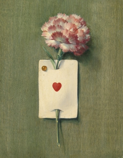 clawmarks:Trompe l’oeil still life with flower and playing card - French School - 20