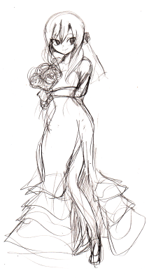 rainladyjuvia:  Juvia June Wedding DressI was going to outline and color this for Juvia Day but I’m in so much pain right now. I may either have cramps or slowly dying. I’m leaning toward death coming.