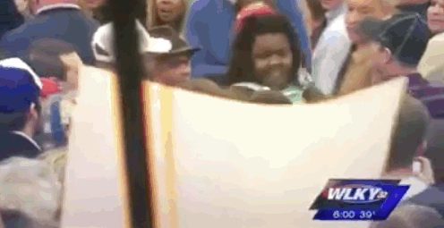 micdotcom:micdotcom:Black woman literally pushed out of Trump rallyOne day after 30 black students w